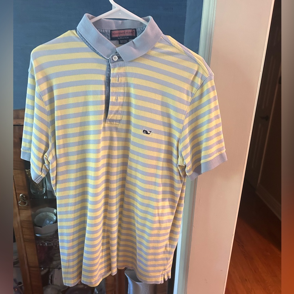 Vineyard Vines Yellow and Blue Polo Shirt